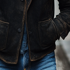 Men's Retro Patchwork Lapel Button Jacket MTA0569K7X