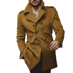 Men's Retro Casual Solid Color Double-Breasted Overcoat MTA1981K1TO