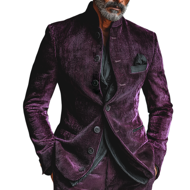 Men's Retro Casual Corduroy Stand Collar Button Jacket MTA3056K4TO