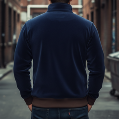 Men's Urban Velvet Patchwork PU Leather Stand Collar Sweatshirt MTA1718K3U