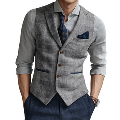 Men's Retro Casual Plaid Lapel Vest MTA2295K0TO
