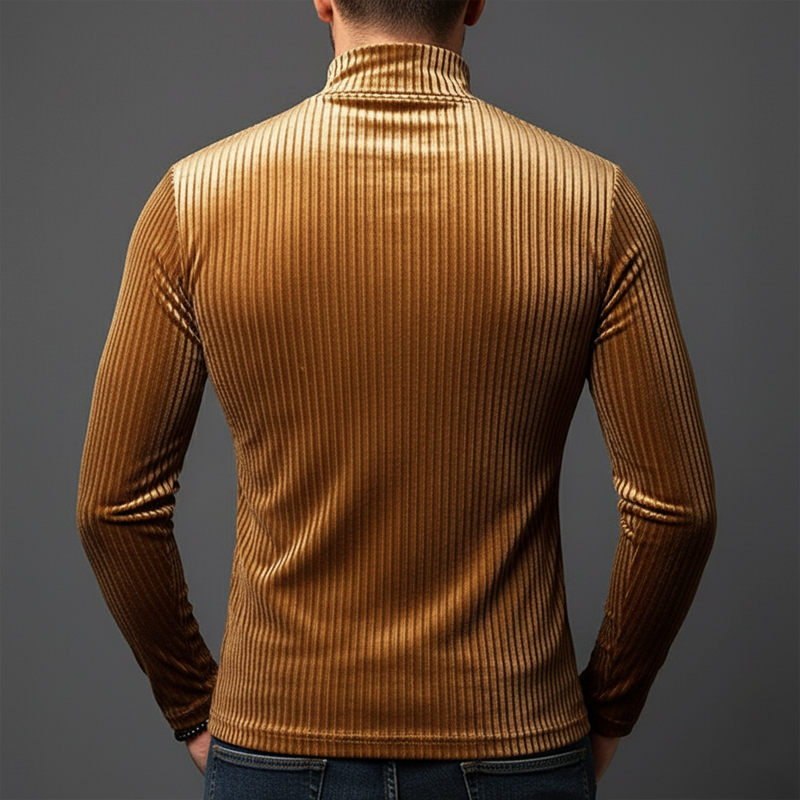 Men's Urban Slim-fit Velvet Striped Long-sleeved T-shirt MTA2481K0U