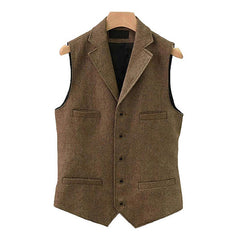 Men's Vintage Classic Wool Blended Lapel Single Breasted Suit Vest 15824060M