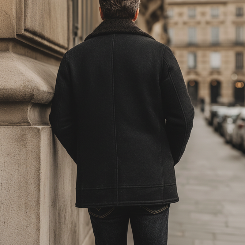 Men's Classic Button-down Suede Fleece-lined Mid-length Coat MTA3157J5U