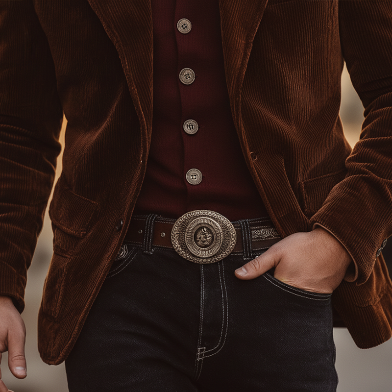 Men's Retro Minimalist Embroidered Corduroy Suit Jacket MTA2101K6P