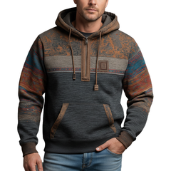 Men's Winter Vintage Polyester-Cotton Blend Printed Hooded Sweatshirt MTA2329J8P