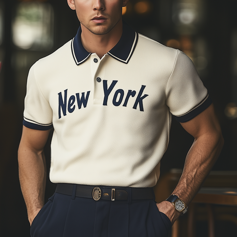 Men's Summer Classic "New York" Knitted Polo T-Shirt MTA1134F3U