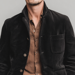 Men's Classic Retro Corduroy Stand-up Collar Jacket MTA1477K3K