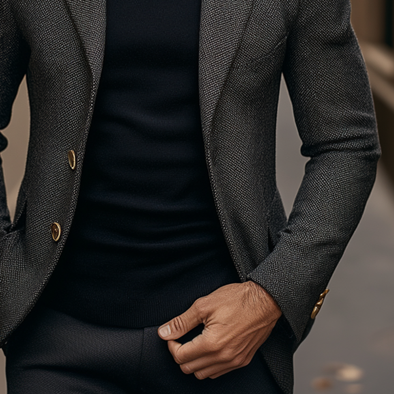 Men's Blended Solid Color Lapel Blazer MTA2813K5X