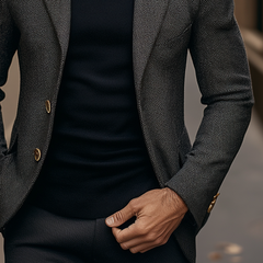 Men's Blended Solid Color Lapel Blazer MTA2813K5X