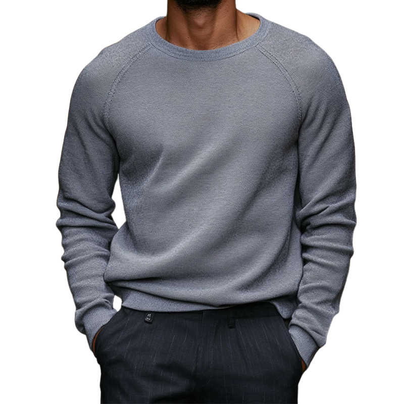 Men's Solid Color Crew Neck Knitted Pullover Sweater MTA1590K2X