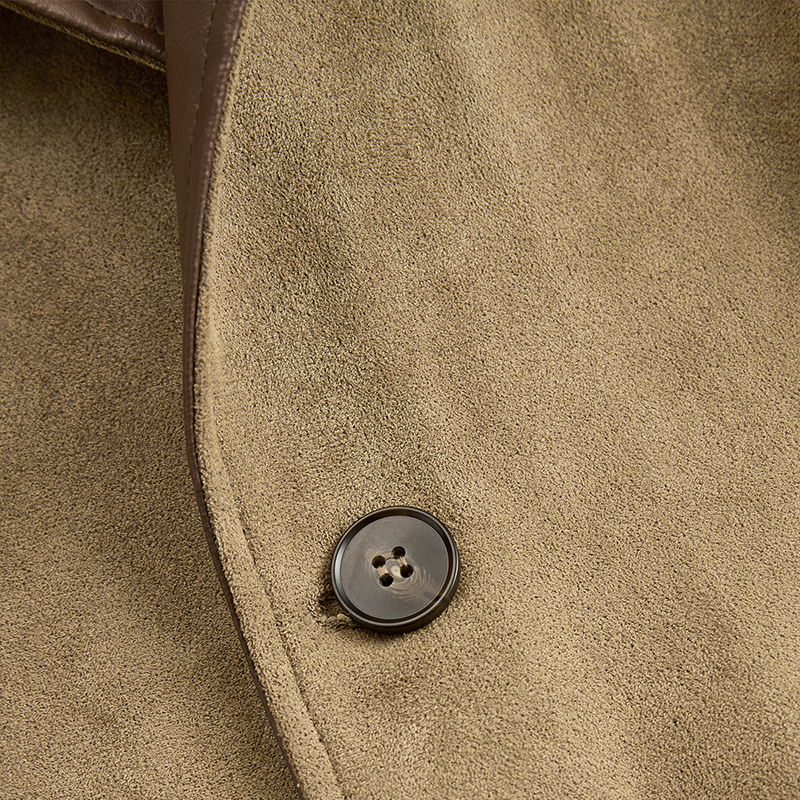 Men's Vintage Casual Faux Leather & Suede Double Collar Western Style Jacket MTA3036I7TO