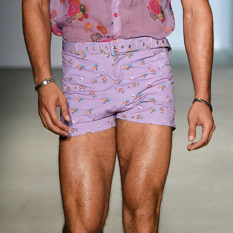 Men's Floral Print Straight Casual Shorts MTA0935F1Z (Without Belt)
