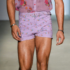 Men's Floral Print Straight Casual Shorts MTA0935F1Z (Without Belt)