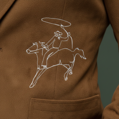 Men's Classic Retro Embroidered Faux Suede Slim-fit Blazer MTA1098K0K