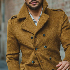 Men's Retro Casual Solid Color Double-Breasted Overcoat MTA1981K1TO