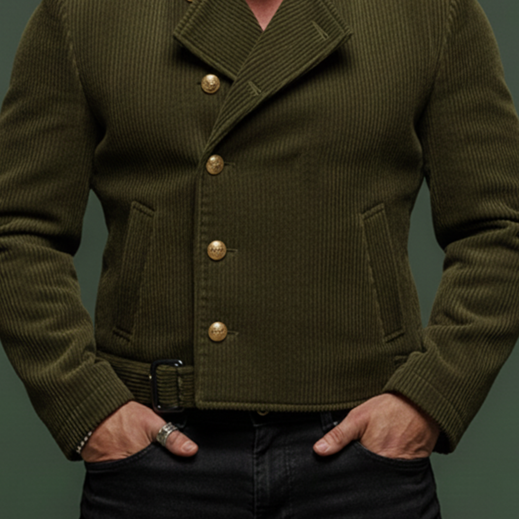 Men's Classic Retro Corduroy Lapel Single-breasted Jacket MTA1596K1K