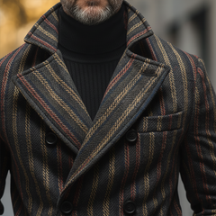 Men's Retro Christmas Color-Blocked Plaid Double-Breasted Coat MTA1375K9P