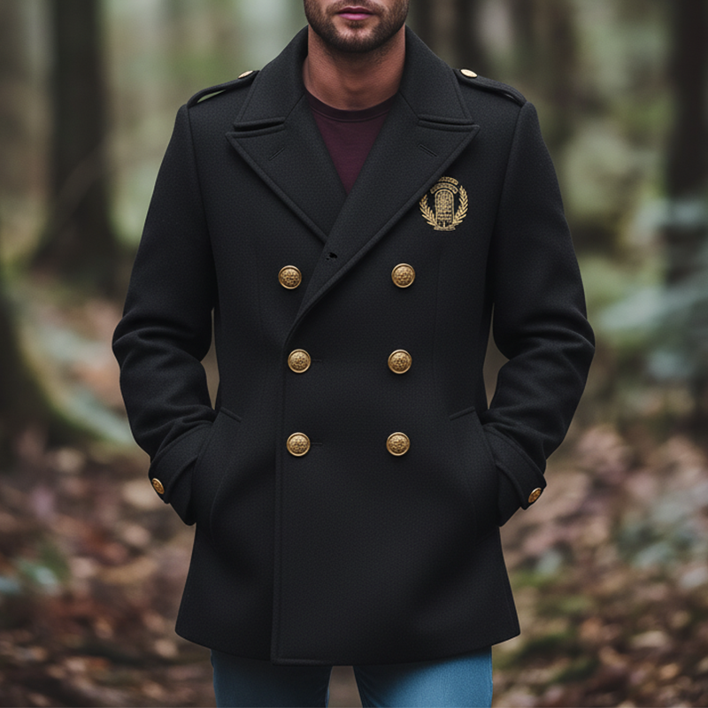 Men's Winter Retro Embroidered Double-breasted Coat MTA1723K4P