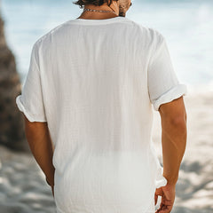 【24-hour shipping out】Men's Casual Simple V-neck Cotton Short-sleeved T-shirt 60363446U