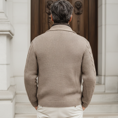 Men's Classic Khaki Cable Knit Jacquard Cardigan MTA2484K6U