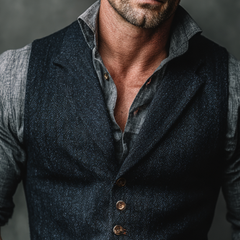 Men's Retro Herringbone Lapel Vest MTA3014K5X