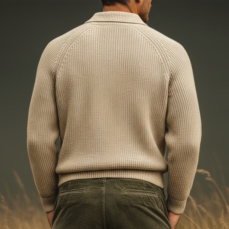 Men's Classic Light Khaki Stylish Collar. Casual Sweater MTA0676K8U