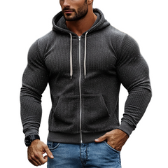 Men's Retro Corduroy Silver Zipper Hooded Jacket MTA0152K3X