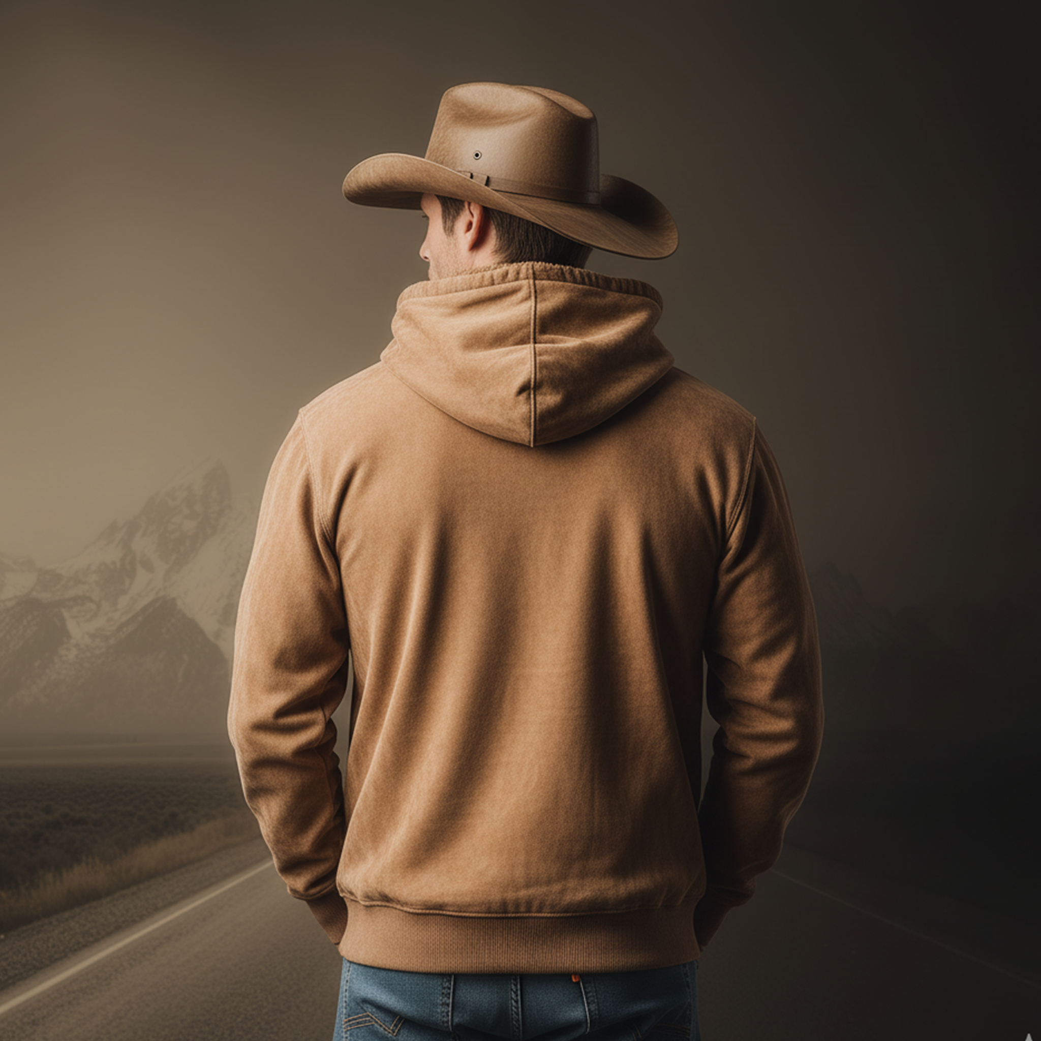 Men's Classic Retro Western Style Fleece Lined Faux Suede Hoodie MTA1768K2K