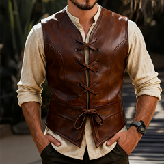 Men's Retro Casual PU Strappy Viking Warrior Vest MTA3029K8TO