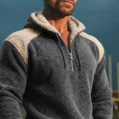 Men's Fleece Color-block Loose Hoodie MTA2292K0X