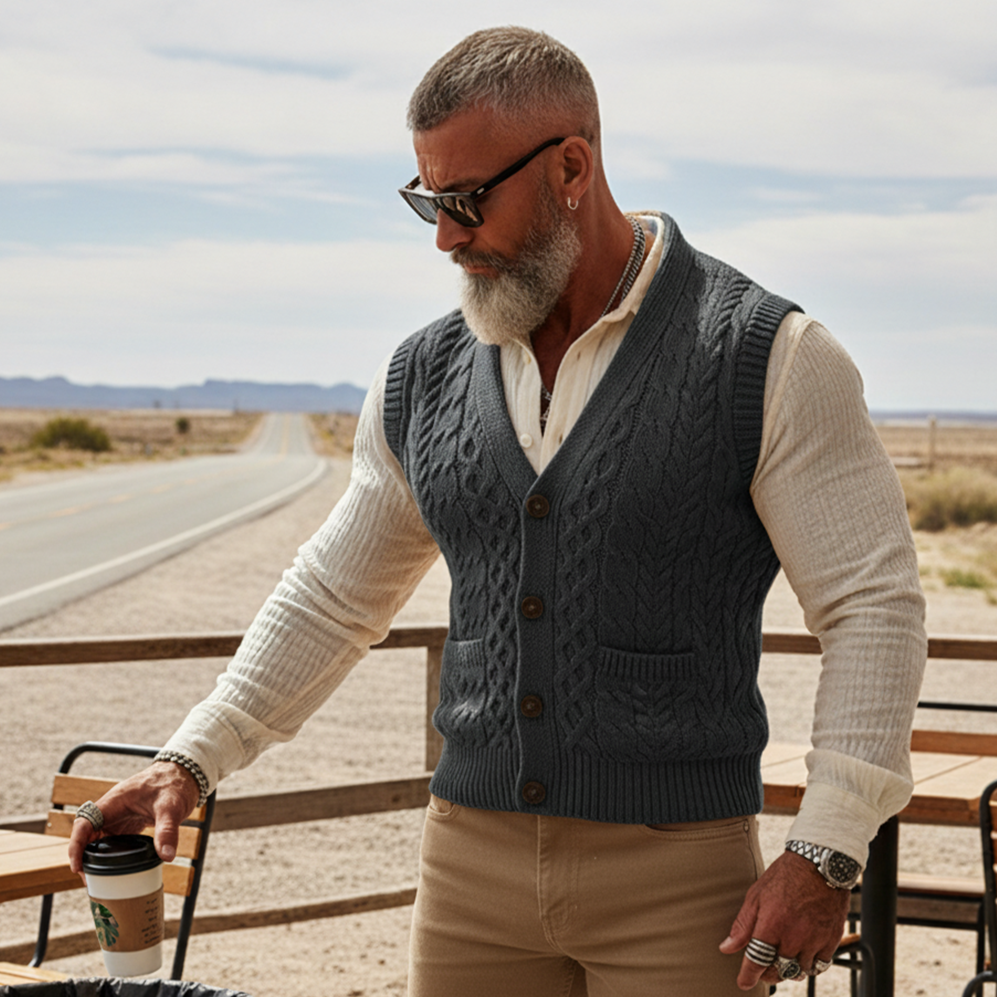 Men's Classic Casual Jacquard Knitted Vest MTA1241K7K