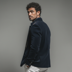 Men's Classic Retro Embroidered Corduroy Stand Collar Single-breasted Jacket MTA2946K9K