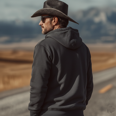 Men's Classic Retro Western Style Embroidered Air-layer Fabric Hooded Zip-up Jacket MTA0429L5K