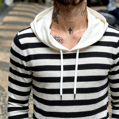 Men's Retro Casual Striped Knit Hooded Sweater MTA2942J2TO