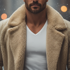 Men's Winter Simple Retro Faux Fur Mid-Length Coat MTA2612K7P