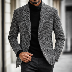 Men's Slim-fit Blended Plaid Retro Blazer MTA1505K6X