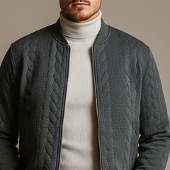 Men's Solid Color Textured Baseball Collar Jacket MTA0133K2X