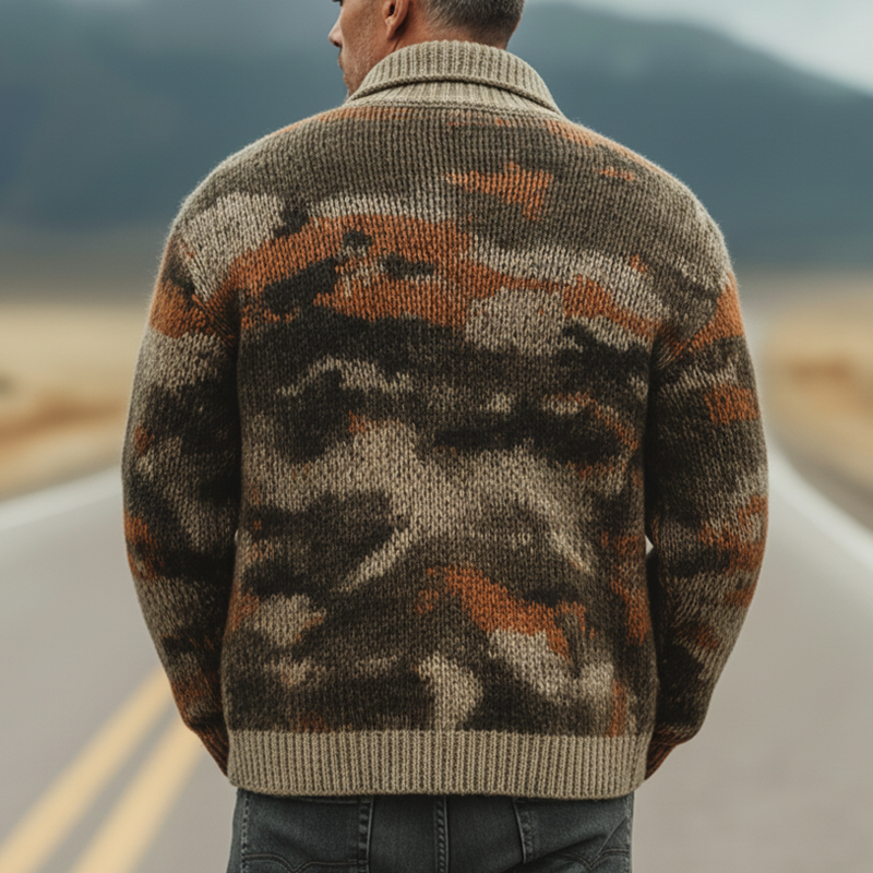 Men's Urban Warm Camouflage Button-Down Knit Cardigan MTA1874K6U