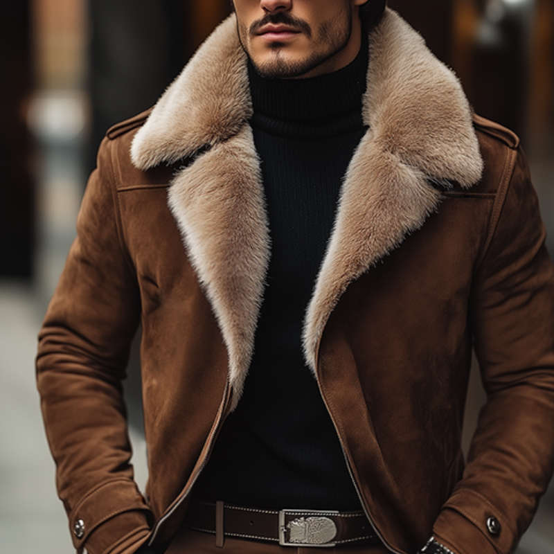 Men's Retro Casual Faux Suede Collar Coat MTA1851K0TO