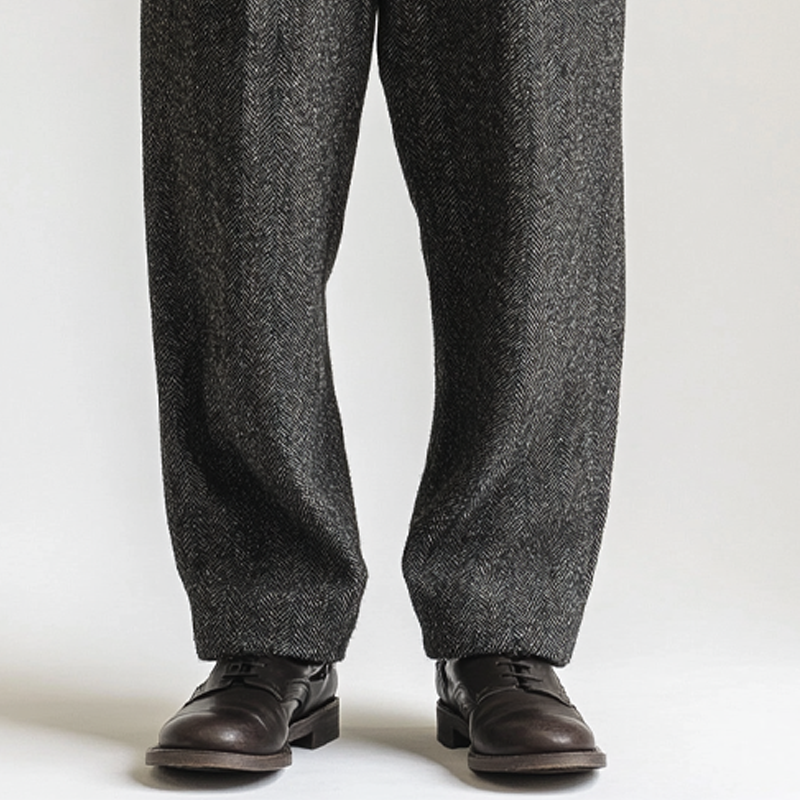 Men's Retro Blended Herringbone Loose Pants MTA2671K0X