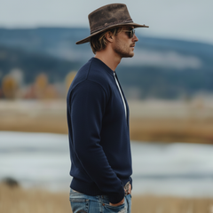 Men's Classic Casual Crew Neck Faux Two-piece Sweater MTA2831K1K