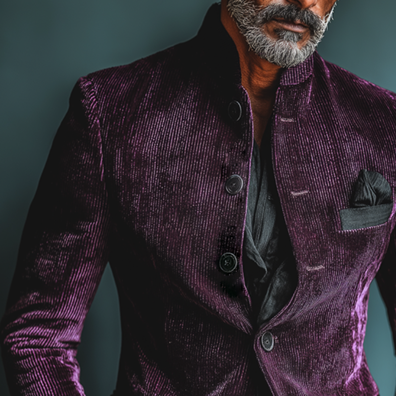 Men's Retro Casual Corduroy Stand Collar Button Jacket MTA3056K4TO