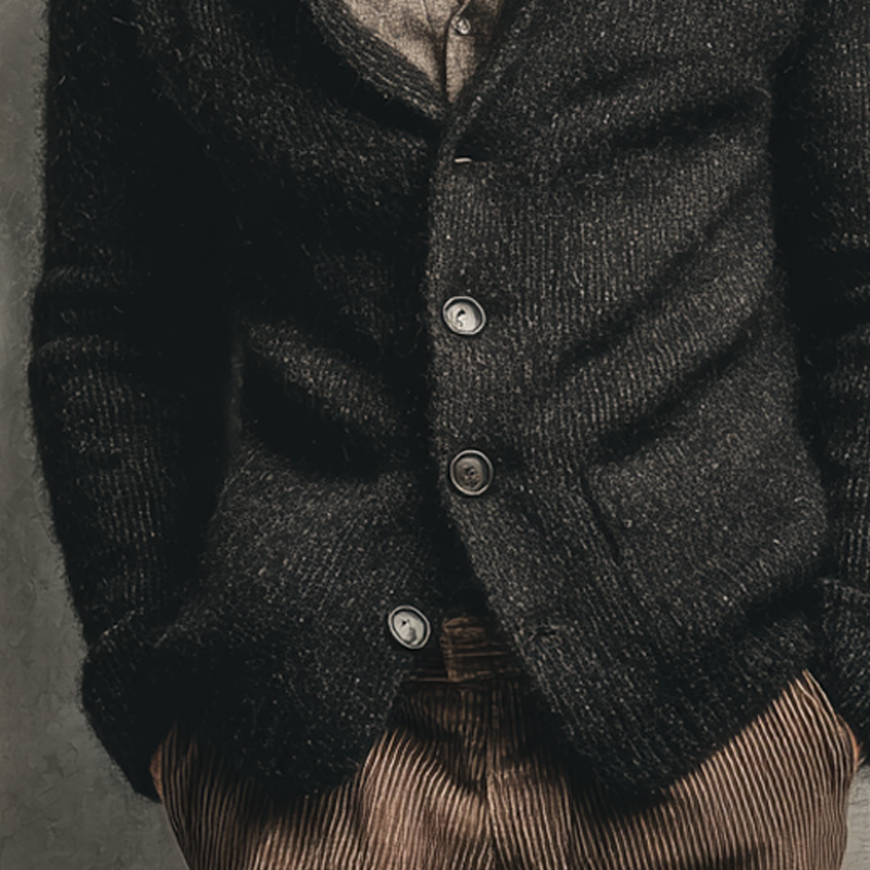 Men's Solid Color Knitted Collared Button Cardigan MTA2924K0X