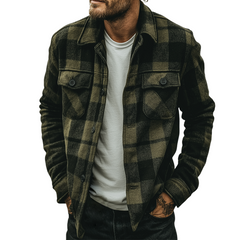 Men's Retro Casual Plaid Print Lapel Long-Sleeve Shirt Jacket MTA1124K9TO