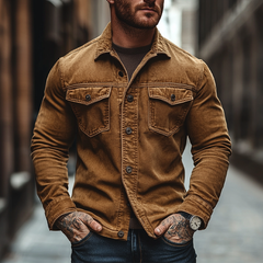 Men's Retro Washed Collar Denim Long-Sleeve Shirt MTA2034K0X