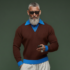 Men's Classic Casual Two-piece Color-blocked Slim-fit Sweater MTA0527K7K