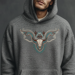Men's Classic Casual Western Style Embroidered Air Layer Cotton Blend Hoodie MTA1145K6K