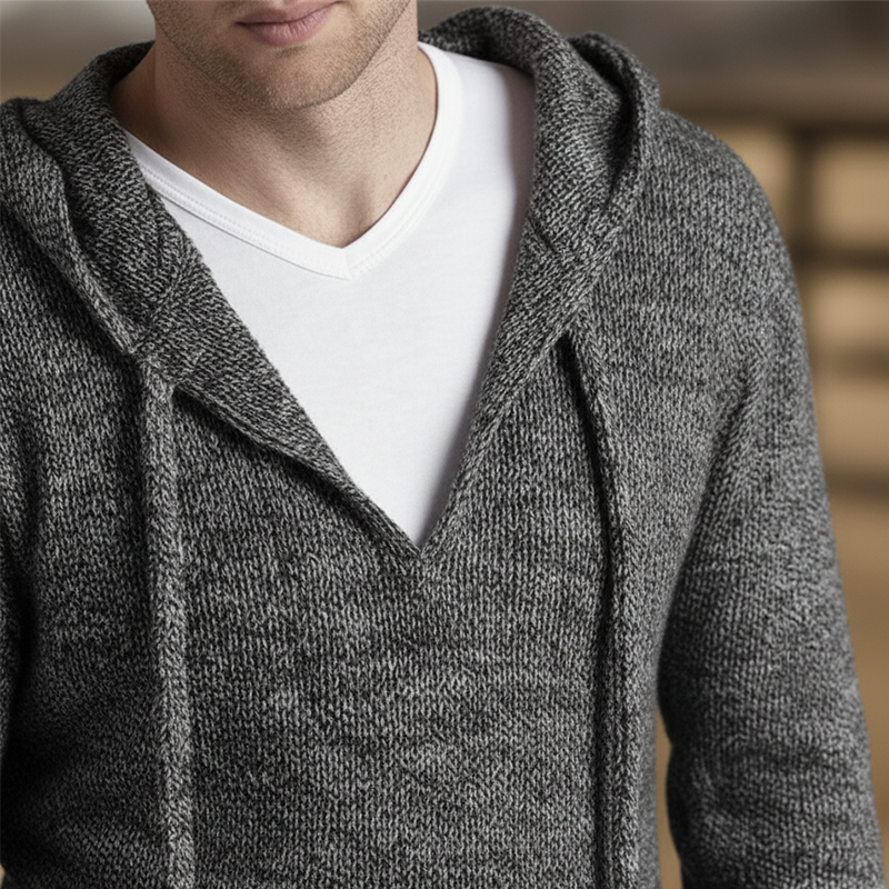 Men's Simple Retro Knitted Hooded Sweatshirt MTA1190K4P