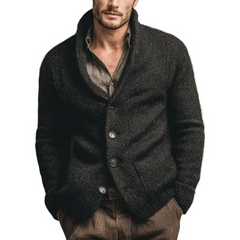 Men's Solid Color Knitted Collared Button Cardigan MTA2924K0X